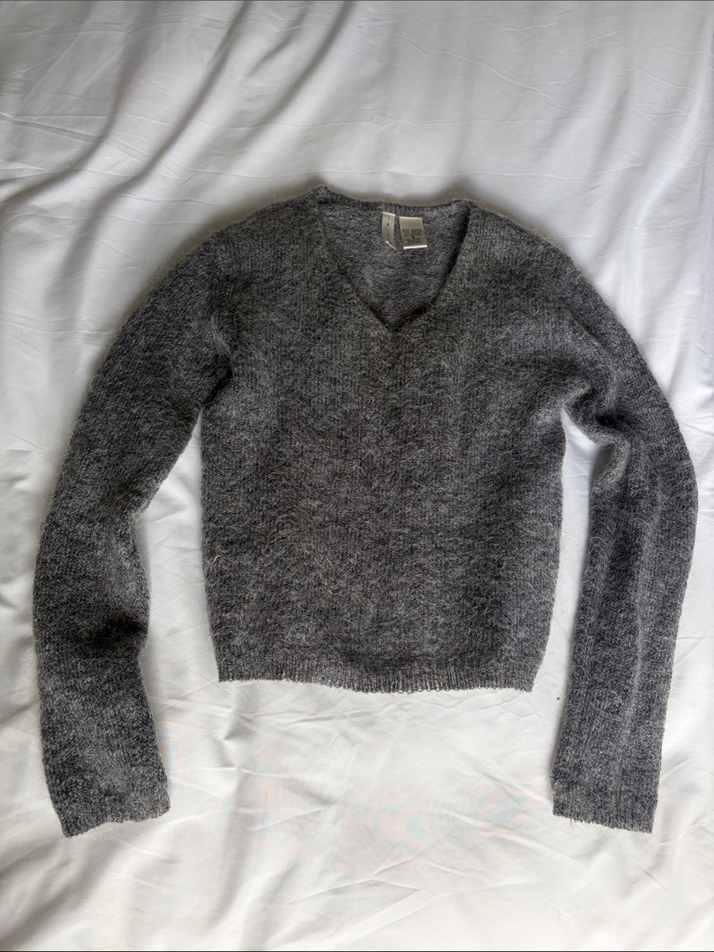 Vintage Gray Mohair Soft V neck Sweater